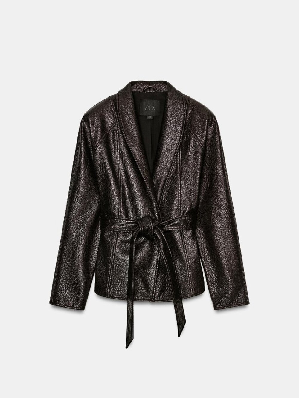 ZARA LEATHER BELTED JACKET